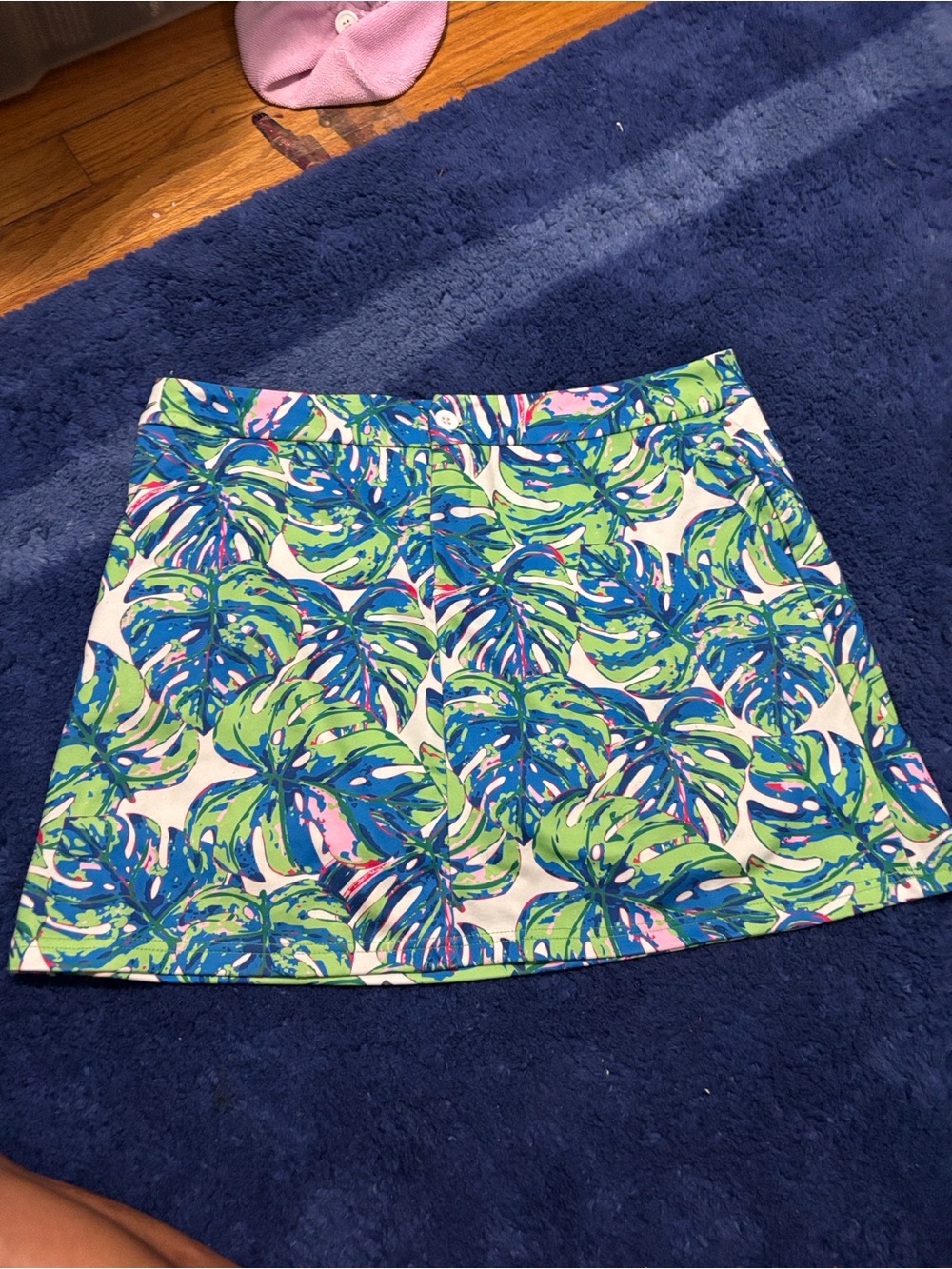 Tropical Leaf Print Mini Skirt in Green & Blue top it off large w’s golf/ active